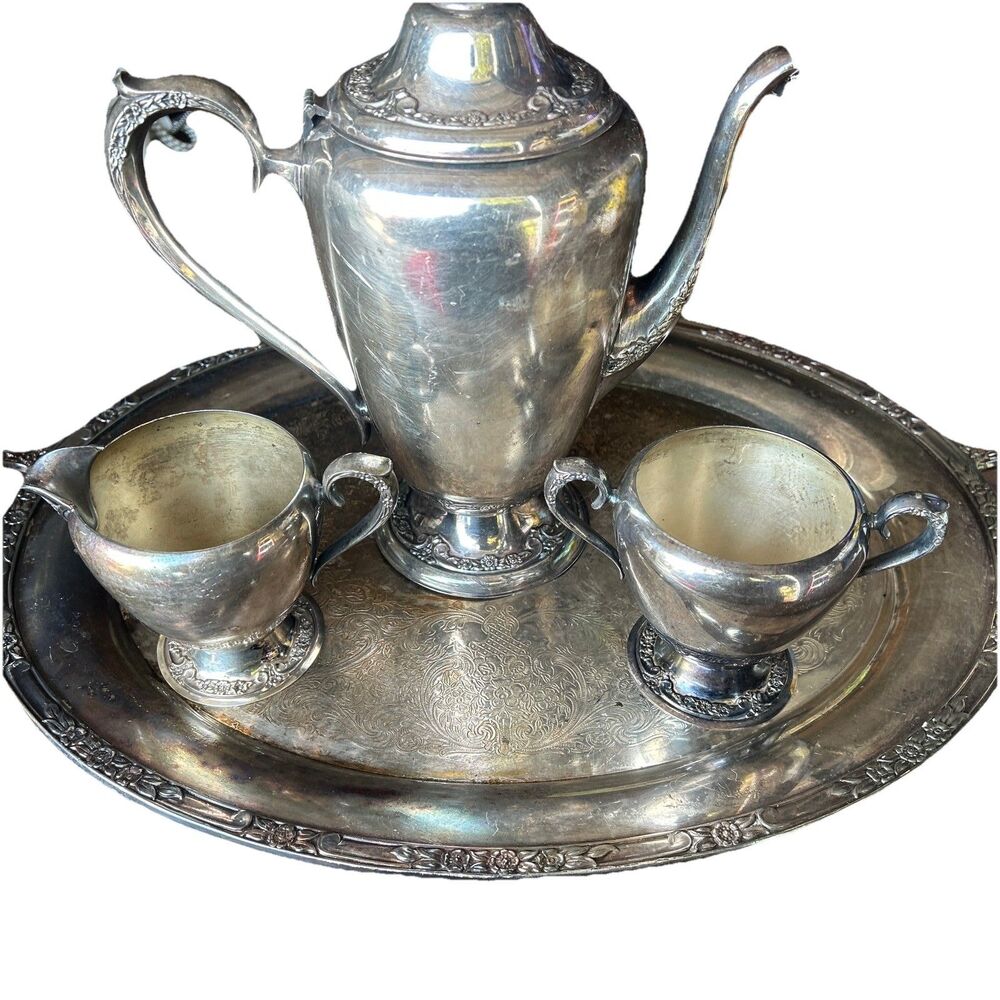 Rogers & Bro 2301 Coffee Pot 2304 Creamer 2303 Creamer & Platter Needs Cleaned